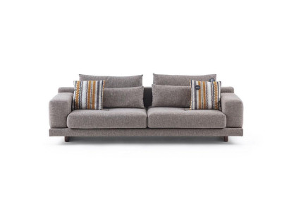 3-Seater Modern Style Designer Living Room Fabric Sofa with Cushion Back Cushion